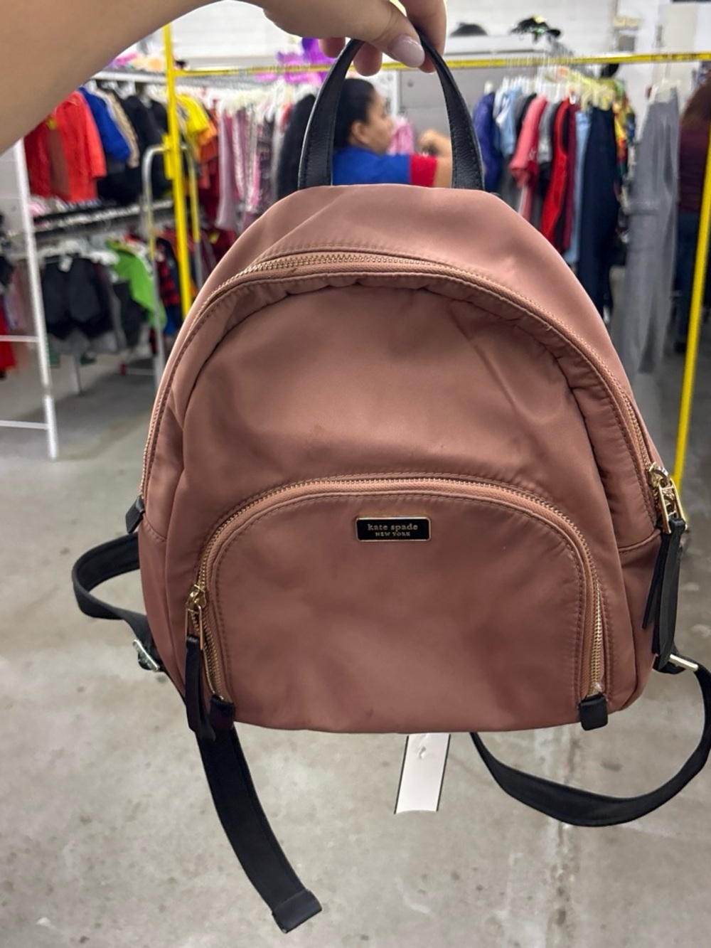 kate spade Dusty Rose Nylon Mini Backpack with Black Straps
